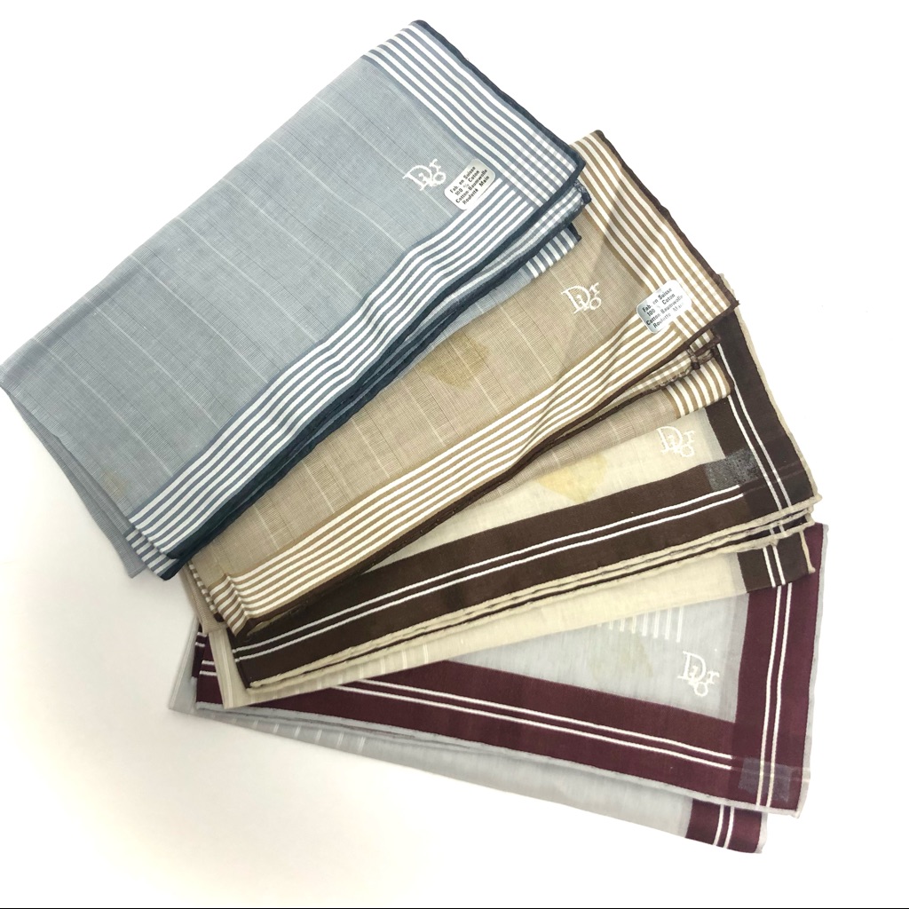 Vintage Dior Handkerchief Pocket Squares Set Of 4